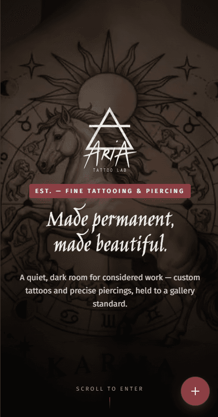 Aria Tattoo — mobile view