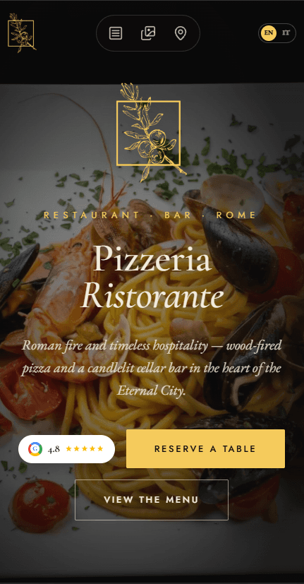 Pizzeria Ristorante — mobile view